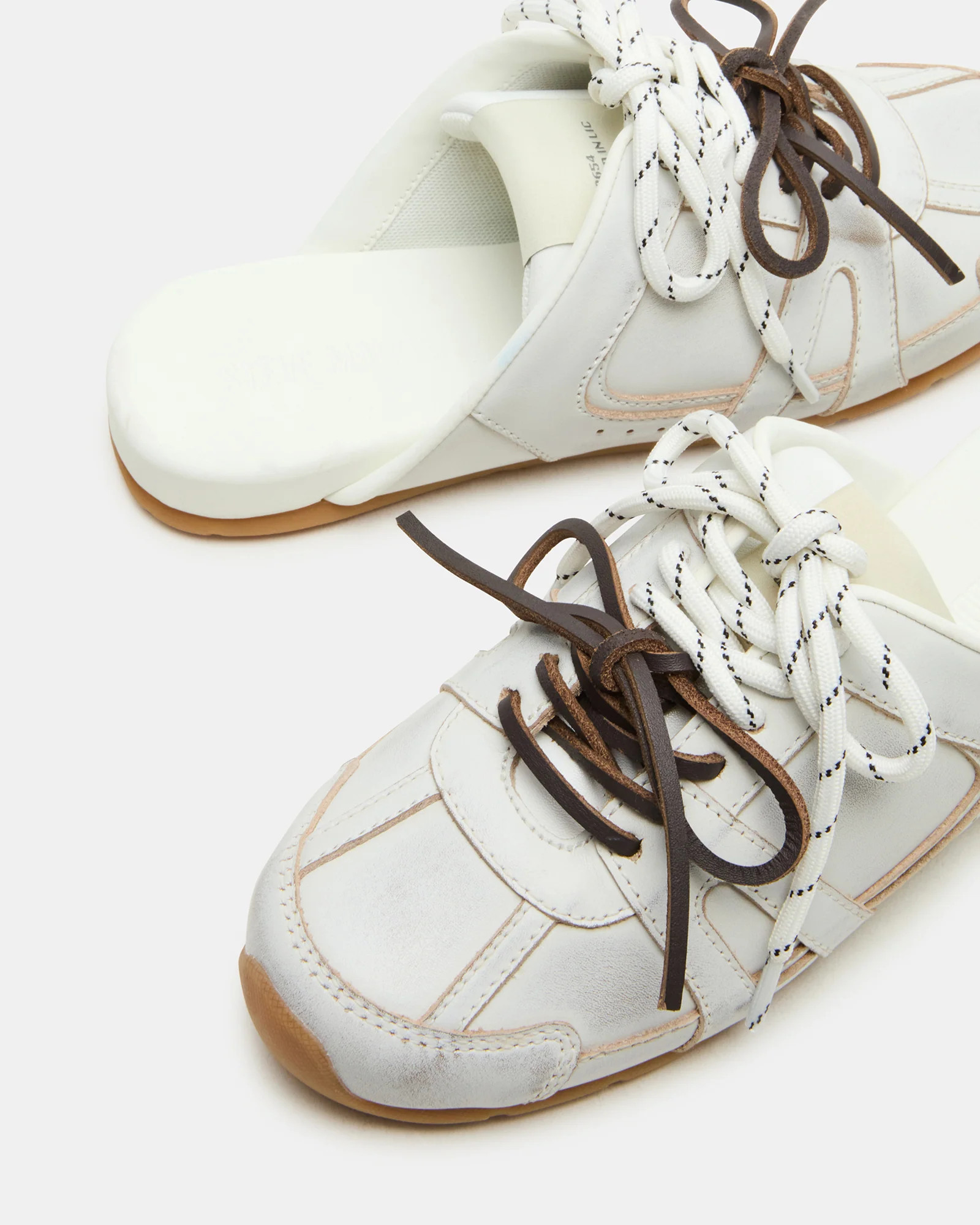 MAYSA White Distressed Women's Low-Top Slip-On Mule Sneakers | Steve Madden (US)