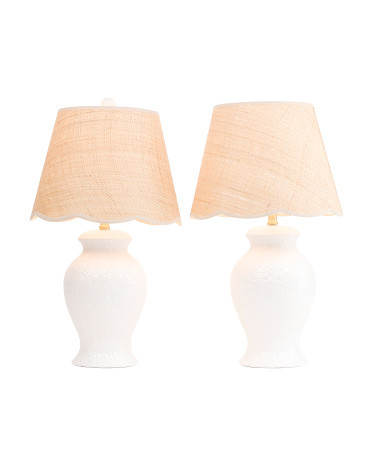 2pk 26in Ceramic Table Lamps With Woven Rattan Shades | TJ Maxx