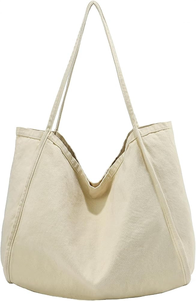 ALUDAPIJU Casual Canvas Tote Bag for Women Large Slouchy Hobo Shoulder Bag for Work Travel Tote P... | Amazon (US)