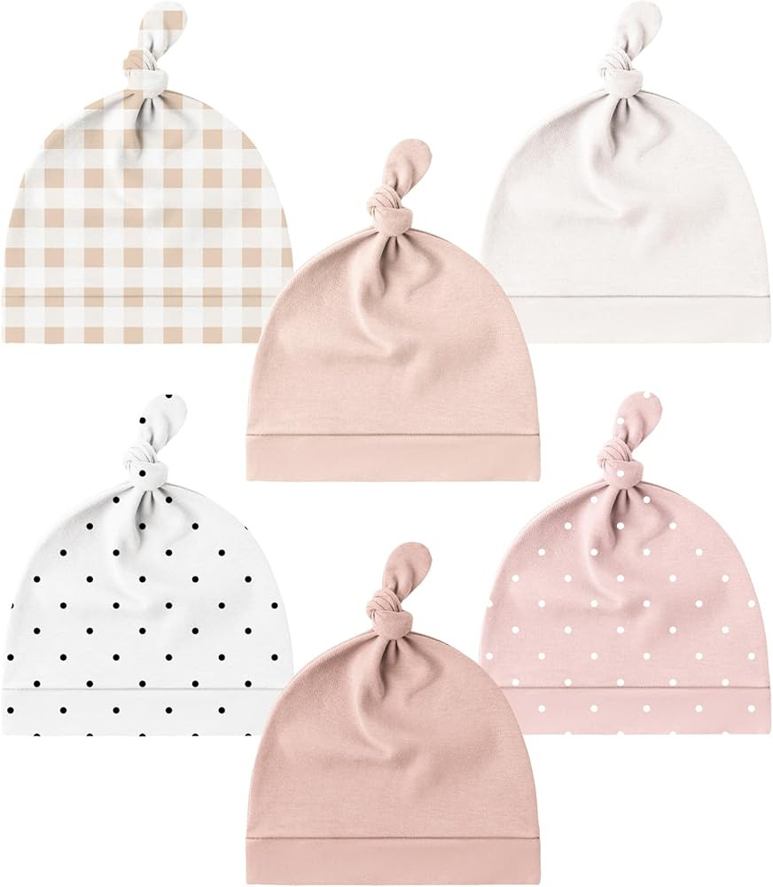Konssy 6 Pack Baby Newborn Hats Set Knot Beanie Hats Soft for Infant Baby Girls Boys Caps 0-6 Mon... | Amazon (US)