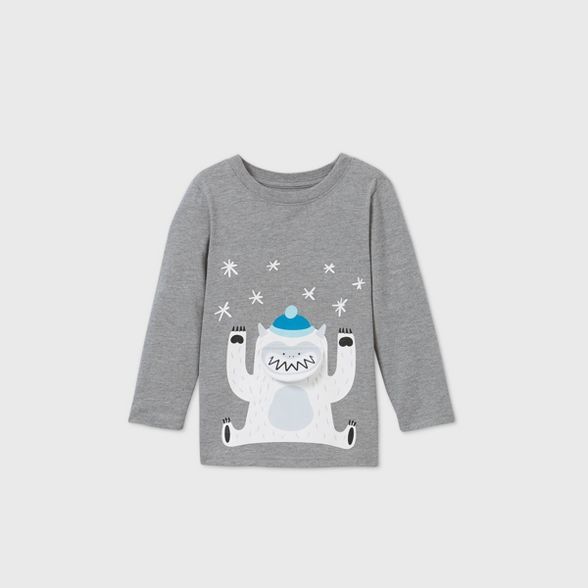 Toddler Boys' Interactive Yeti Graphic Long Sleeve T-Shirt - Cat & Jack™ Heather Gray | Target