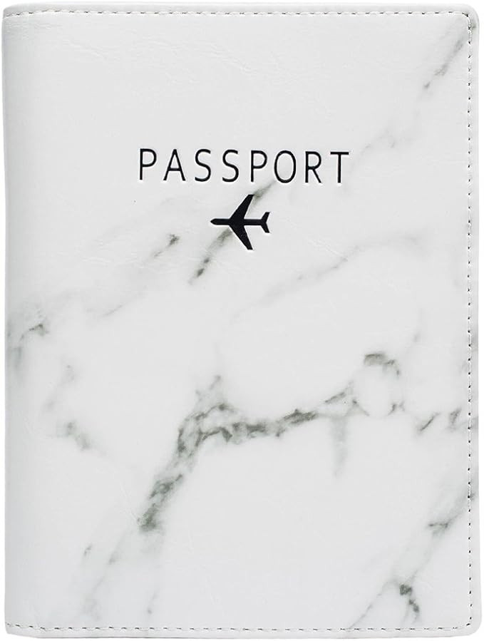 Leotruny Passport Holder Cover Waterproof Rfid Blocking Travel Wallet Case (White Marble) | Amazon (US)