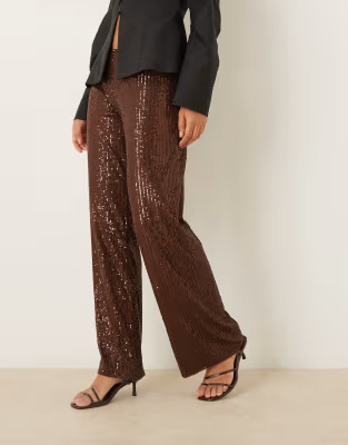 Motel Wilaga sequin trousers in brown | ASOS (Global)