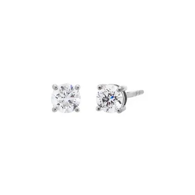 Lab Grown Diamond Solitaire Four Prong Stud Earring 14K | Nordstrom