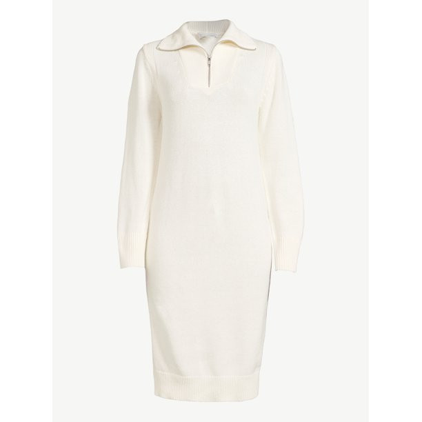 Free Assembly Women's Half Zip Sweater Dress - Walmart.com | Walmart (US)