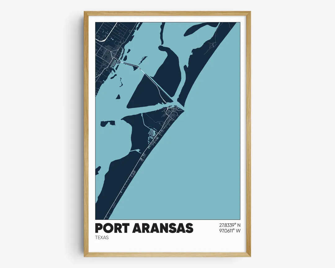 Port Aransas Map Print, Texas Wall Art, Port Aransas TX Poster - Etsy | Etsy (US)