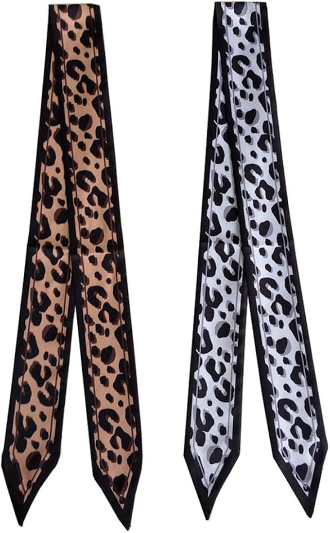 Uainhrt 2pcs Classic Leopard Print Bag Handbag Handle Ribbon Scarf Hair Head Band Neck Scarf Neck... | Amazon (US)