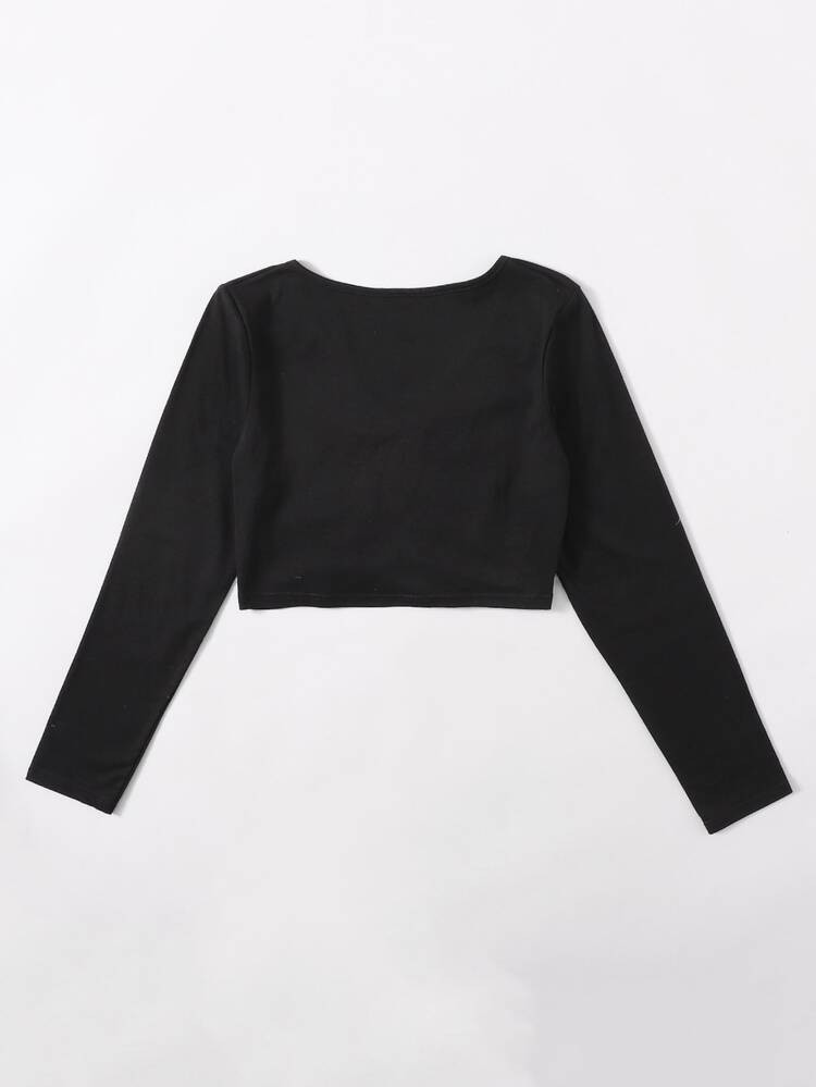 Drawstring Front Ruched Crop Tee | SHEIN