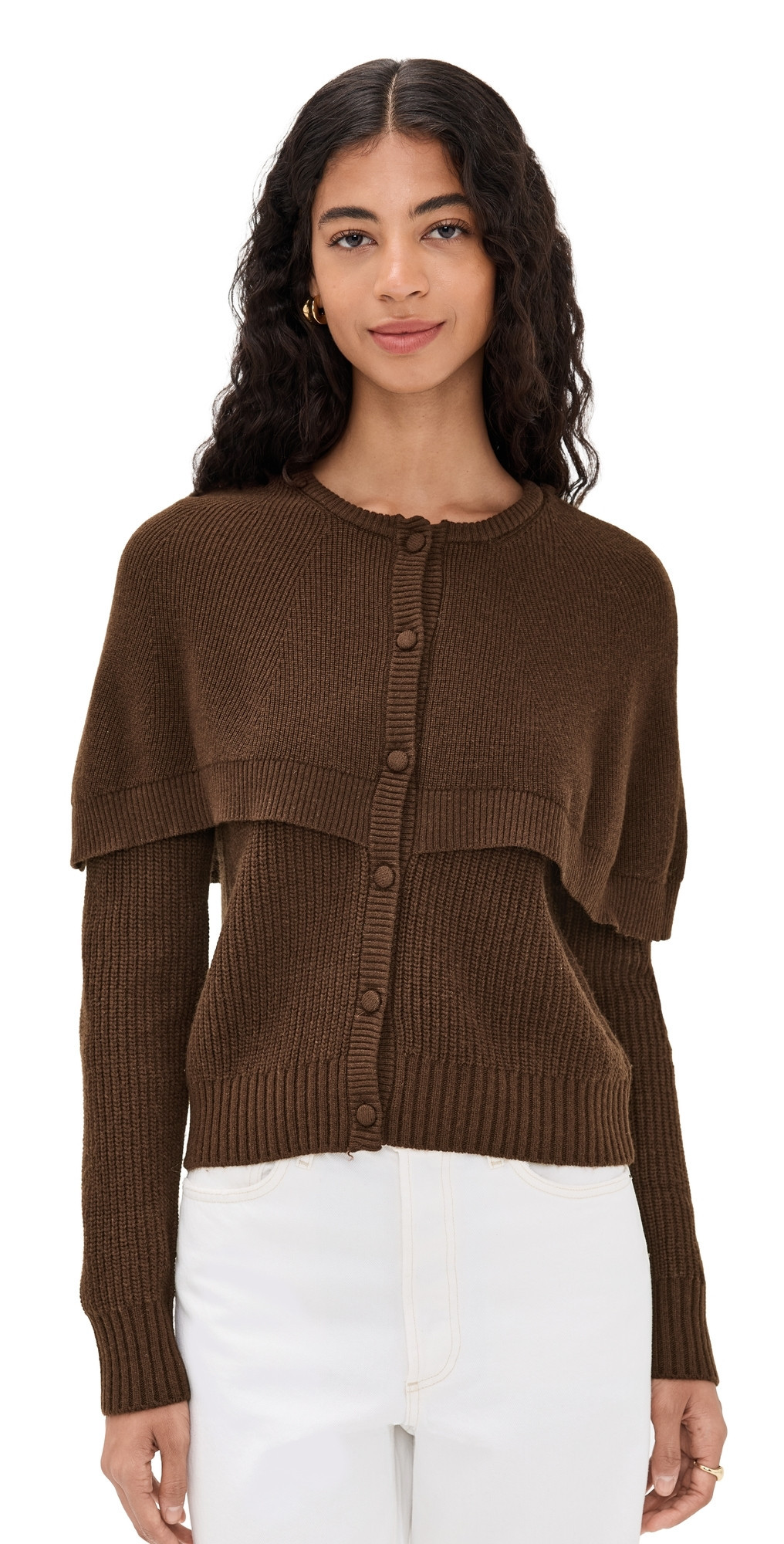 WAYF Capelet Cardigan Chocolate S | Shopbop