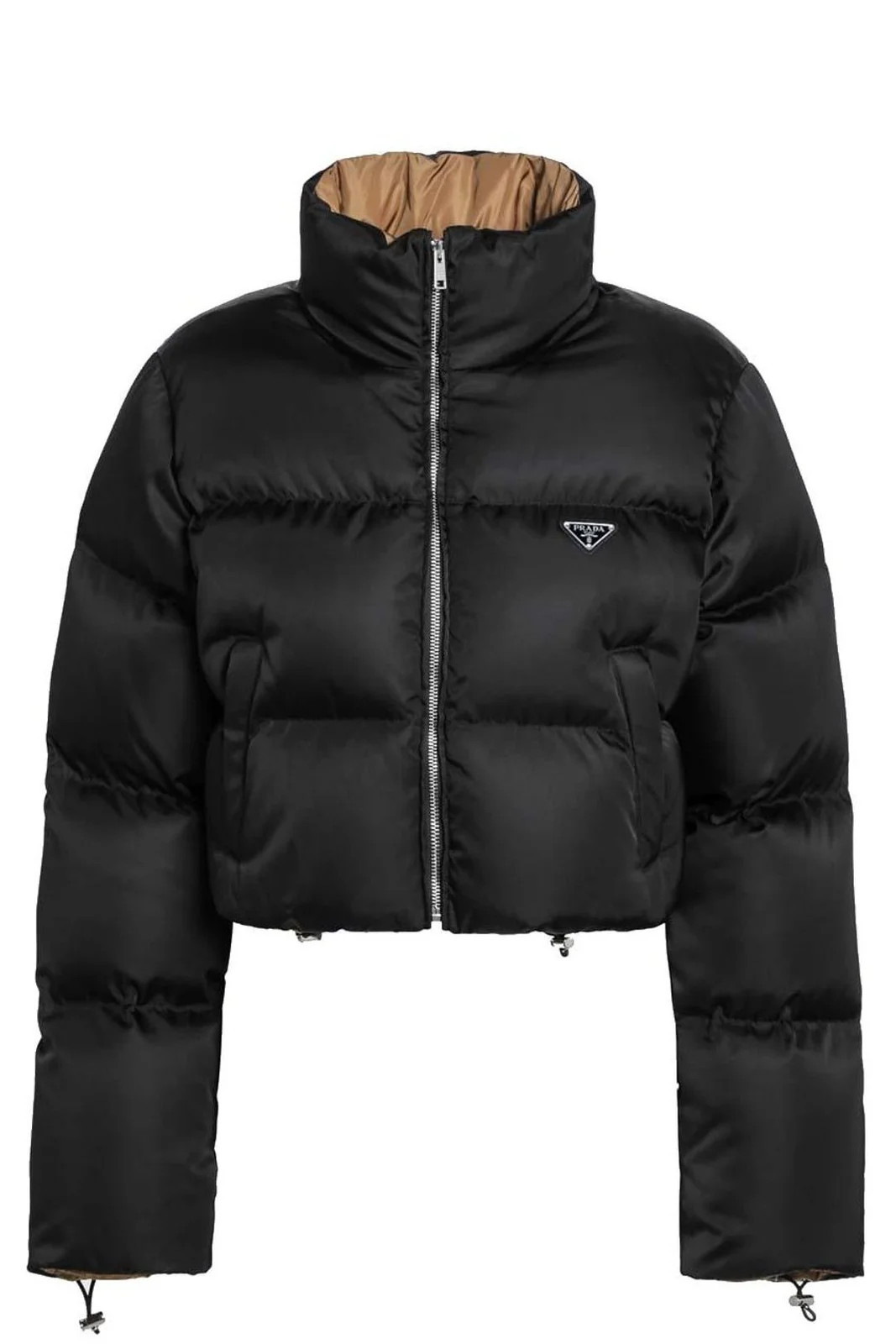 Prada Re-Nylon Zipped Cropped Down Jacket | Cettire Global