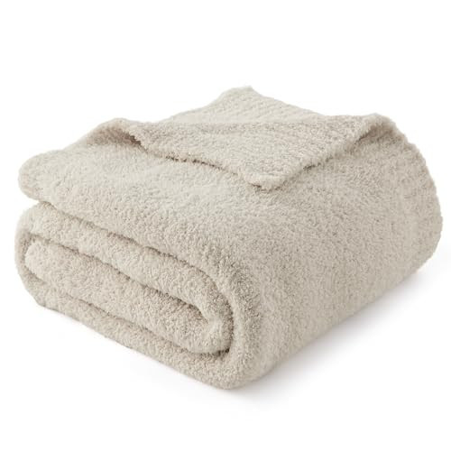 Bedsure Beige Knit Throw Blanket for Couch - Super Soft, Cozy, Fuzzy Knitted Blankets Dupes, Breathable Warm Fluffy Lightweight Throws for Chair, Sofa, Bed, Picnic, Gifts for Women, 50x60 Inches | Amazon (US)