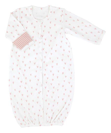 Pink & White Heart Convertible Gown - Newborn | Zulily