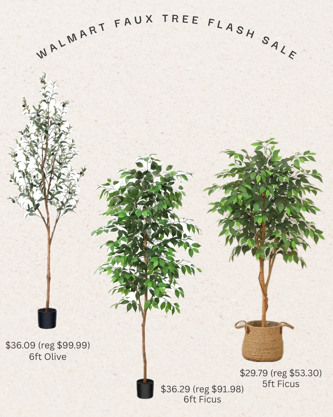 Amazing flash deal on Walmart Artificial trees, all under $40!! I’m grabbing the 6ft olive tree!

#LTKSaleAlert #LTKFindsUnder50 #LTKHome