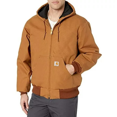 Carhartt Men s Quilted Flannel Lined Duck Active Jacket Brown Large | Walmart (US)