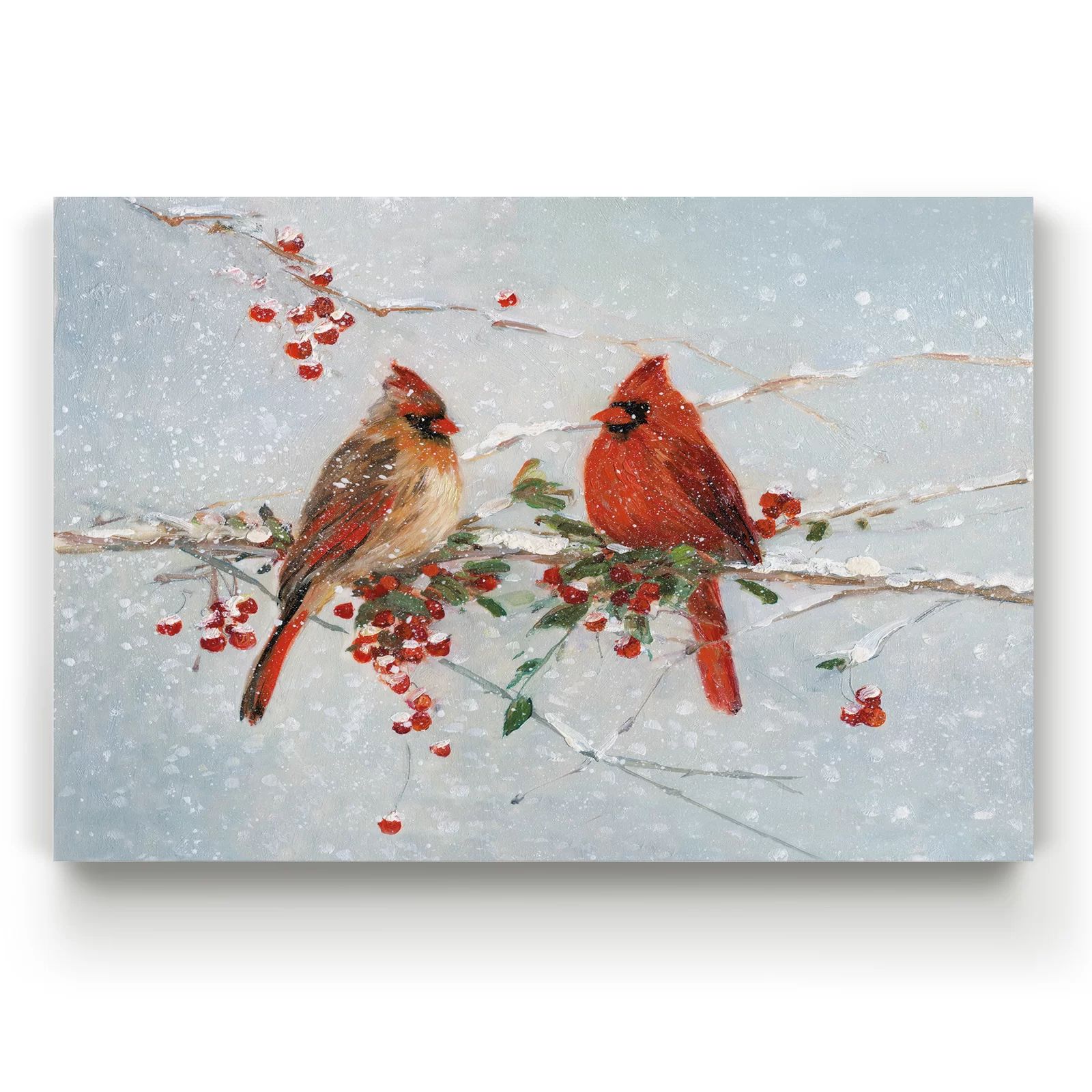 Cardinals In Winter On Canvas Print | Wayfair North America