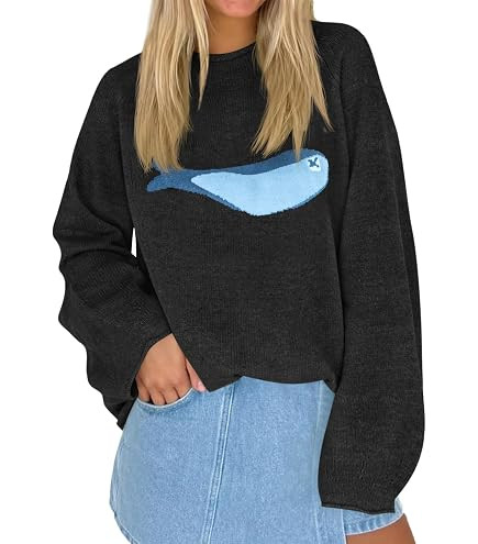 Women Graphic Knit Sweater Cardigan Long Sleeve Button Down Chunky Knitwear | Amazon (US)