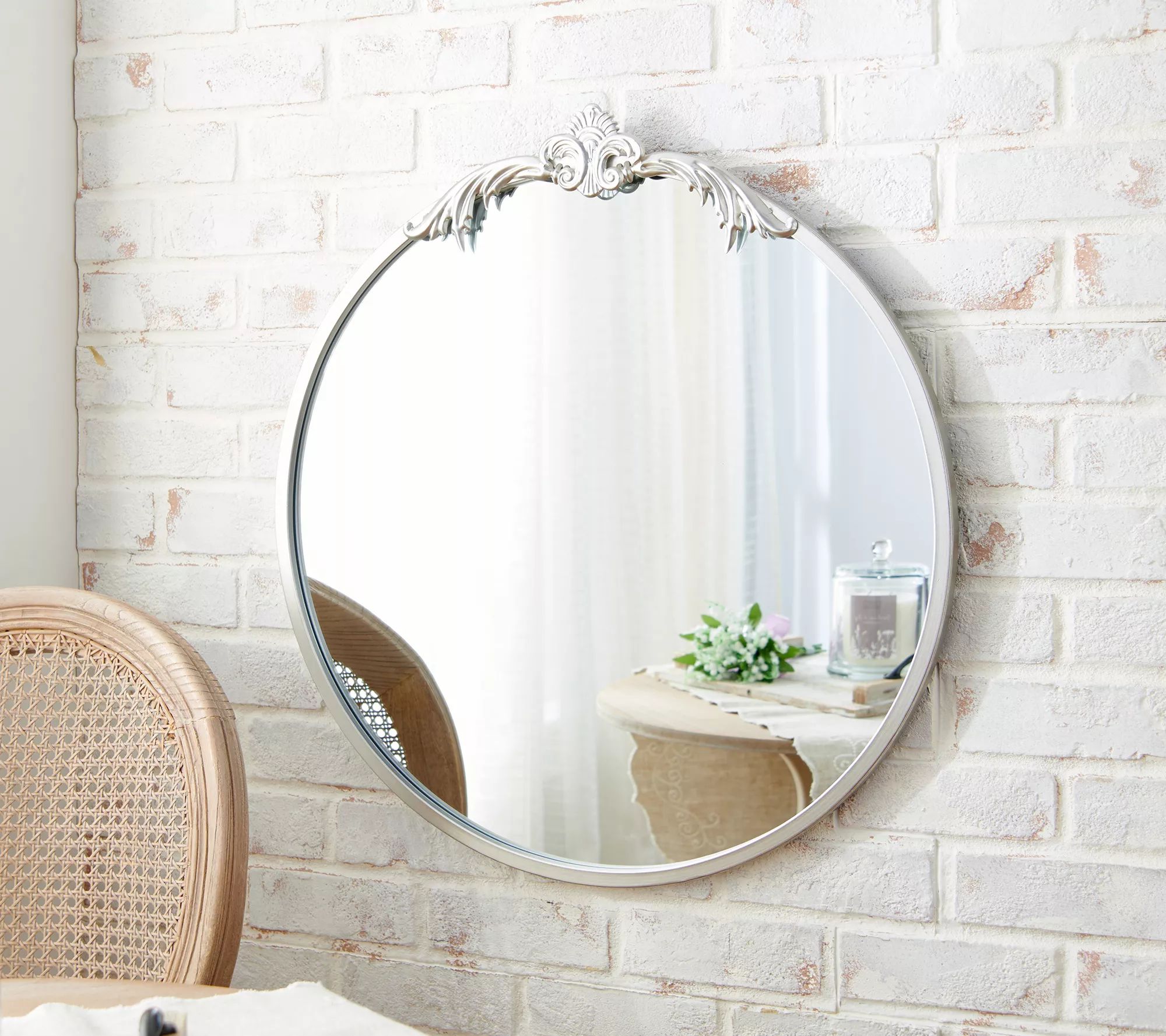 Home Reflections 27" Vintage Style Round Mirror | QVC