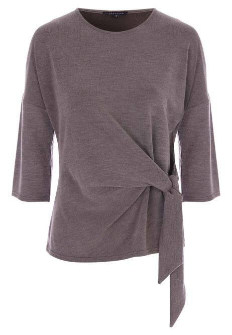 Womens Brown Side Tie Cosy T-Shirt | Peacocks