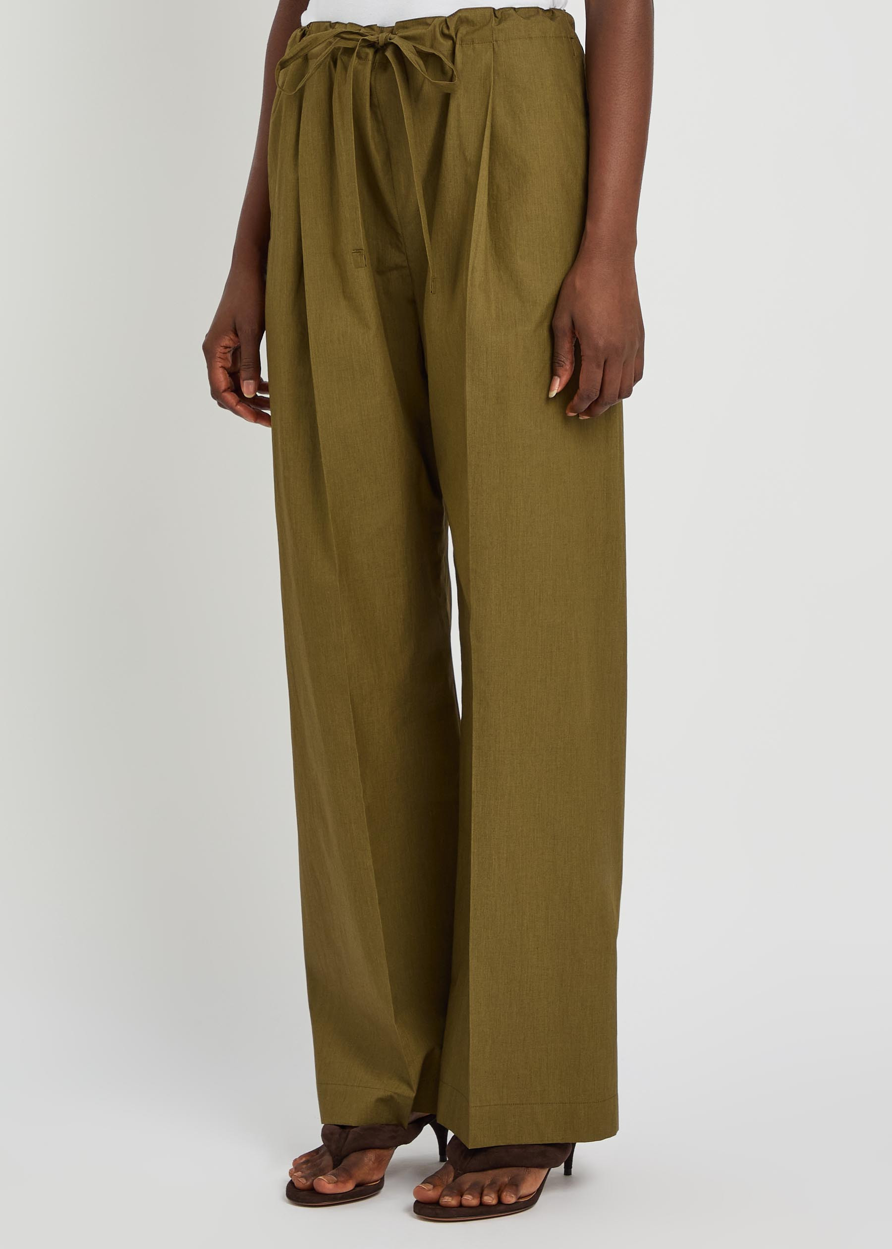 Drawstring straight-leg cotton-poplin trousers | Harvey Nichols