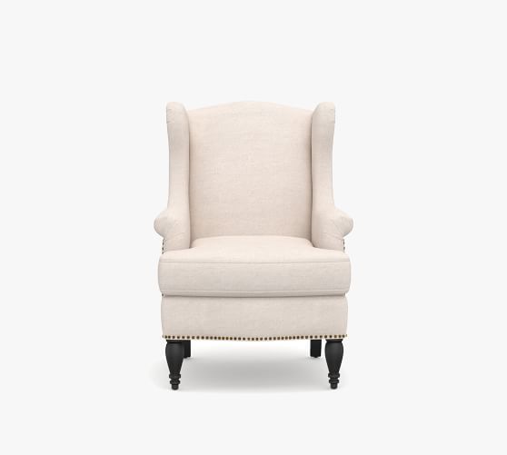 Delancey Petite Upholstered Wingback Armchair | Pottery Barn (US)