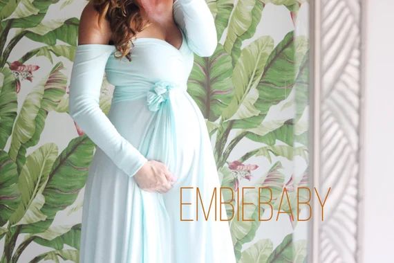 Baby shower dress/ sweetheart Maternity dress for photo shoot- babydoll sweetheart with long slee... | Etsy (US)