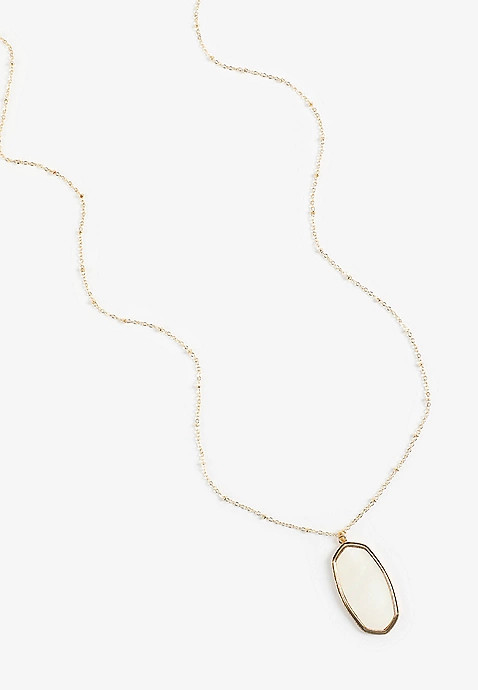 Faux Pearl Oval Pendant Necklace | Maurices