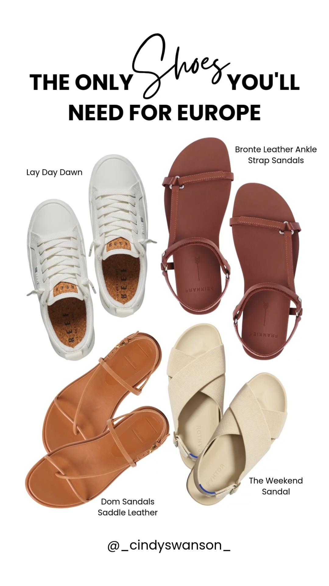 These are the only shoes you’ll need for a Europe trip! A comfortable white sneaker, versatile leather sandals, and an easy everyday walking sandal will take you from sightseeing to dinner without overpacking.

💡 LTK MADE EASY
❤️ Heart = Support my posts!
🔖 Save = Get sale & restock alerts
📋 Lists = Keep favorites organized
📲 Share = Send lists and products to a friend. Hello, Christmas List!
💬 Comment = Ask me anything about what I’m wearing.:-) 

 #LTKootd #LTKSaleAlert #LTKTravel