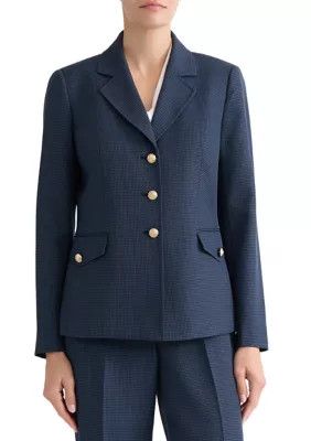 Petite Three Button Notch Lapel Blazer with Flap Pockets | Belk