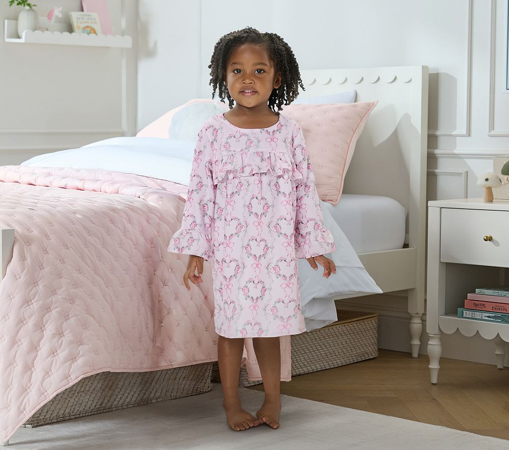 LoveShackFancy Hearts Flannel Kid Nightgown | Pottery Barn Kids