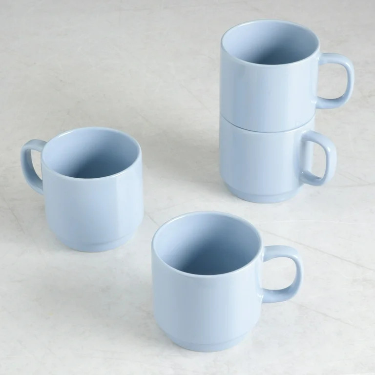 Gap Home Color Cups 14.8-Ounce Stackable Light Blue Stoneware Mug Set, Set of 4 | Walmart (US)