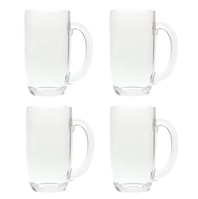 QG 21 Ounces Clear Acrylic Plastic Drinking Beer Mug Set of 4 | Amazon (US)