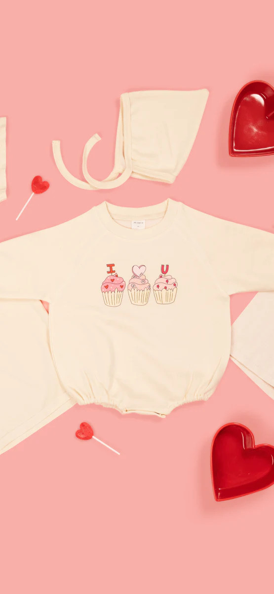 Heart Cupcakes Romper - Cream | Good Morning Baby