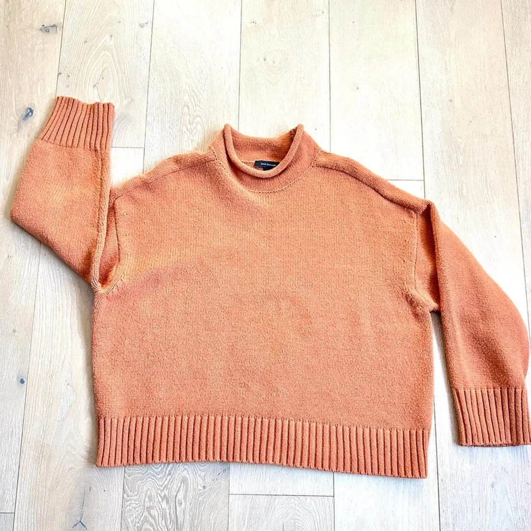 90s Cozy Ann Taylor Coral Orange Rollneck Pull Over Rust Sweater XL - Etsy | Etsy (US)