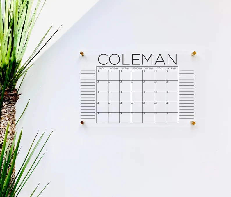 Personalized Acrylic Calendar For Wall ll  dry erase board lucite clear acrylic calendar  office ... | Etsy (US)