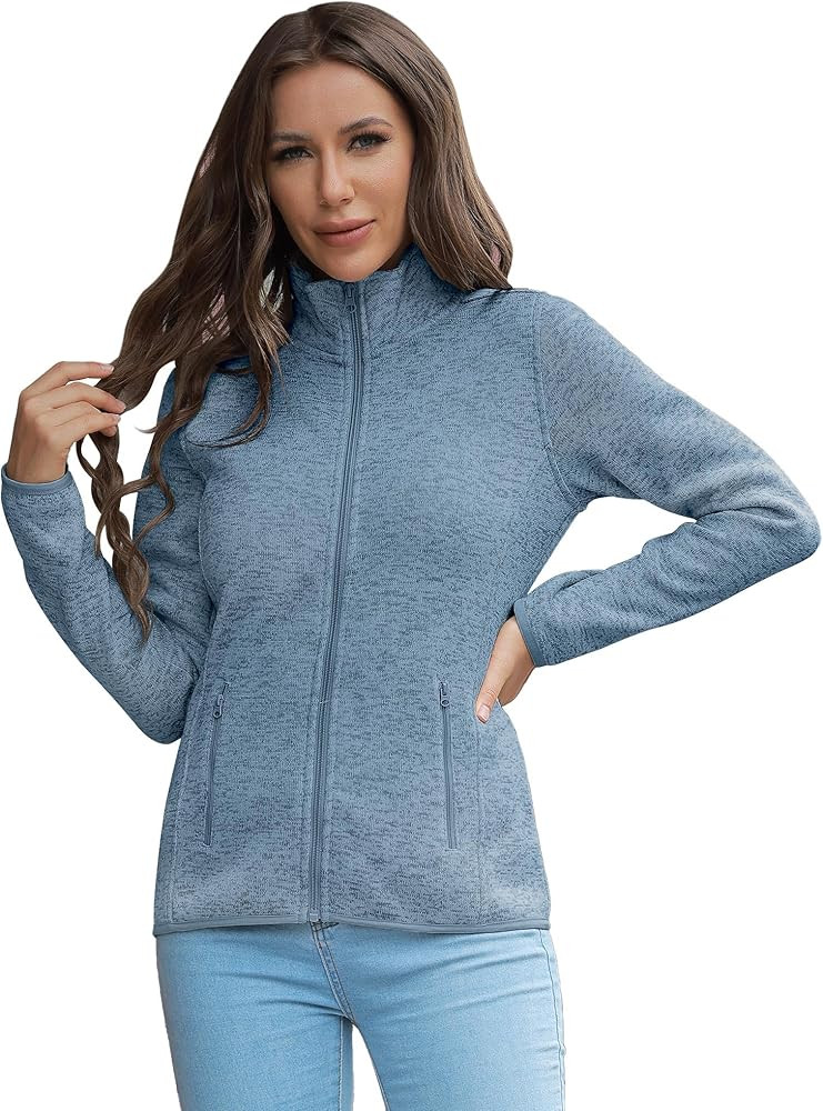 COZZIPLUS Women Zip Up Sweater Jacket with Fleece Interior, Warm Knitted Fleece Jacket with Zippe... | Amazon (US)
