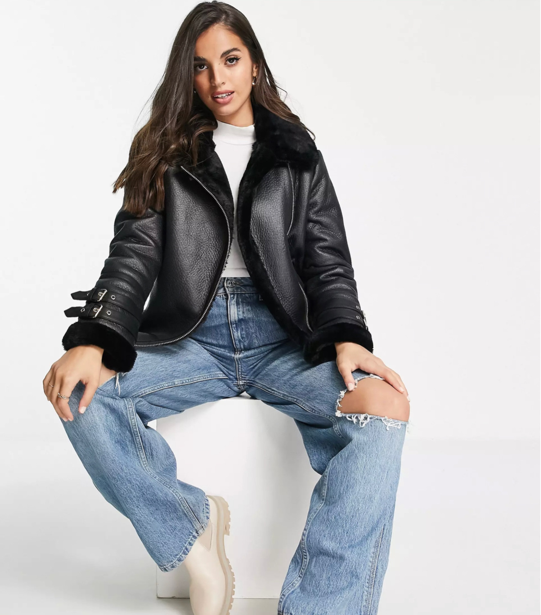 Aviator faux leather jacket
This style is in right now!! 

#LTKSeasonal #LTKunder100 #LTKstyletip