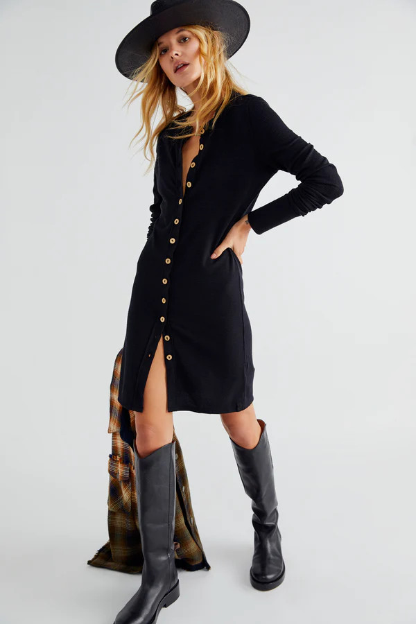 FREE PEOPLE CIA CARDI IN BLACK | Indigeaux Denim Bar & Boutique