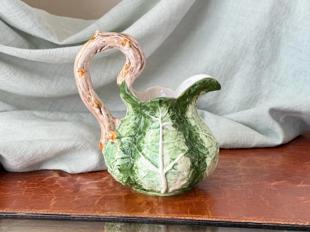 Vintage Italian Majolica Handpainted Cabbage Pitcher RARE Cabbage Leaf Majolica Pottery Pitcher m... | Etsy (Global)