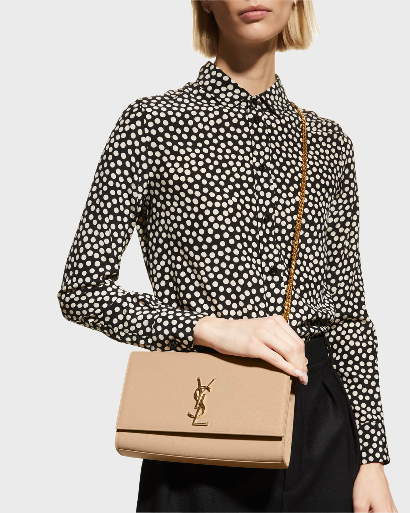 Saint Laurent Kate Medium YSL Crossbody Bag in Grained Leather | Neiman Marcus