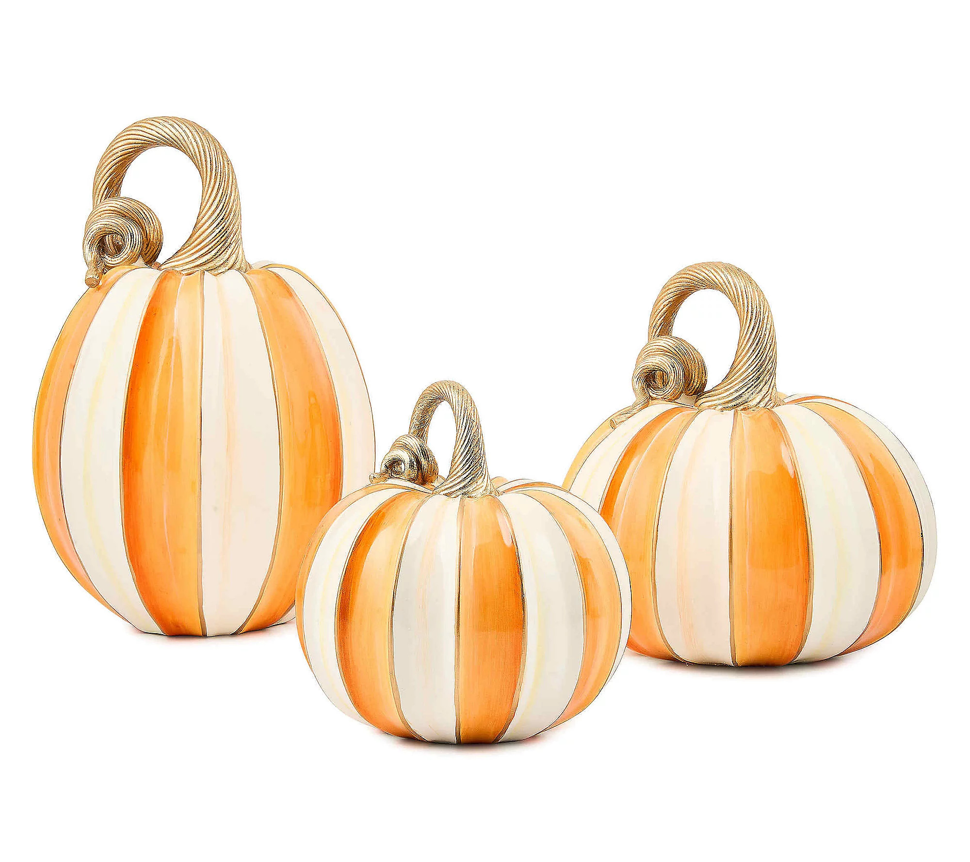 ShWk 9/22 MacKenzie-Childs Set-3 Elegant Stripe Pumpkins | QVC