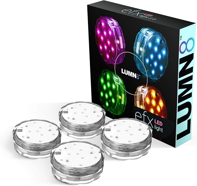 EFX Premium Submersible LED Lights with Remote - 4-Pack Multicolor Waterproof LED Light for Indoo... | Amazon (US)