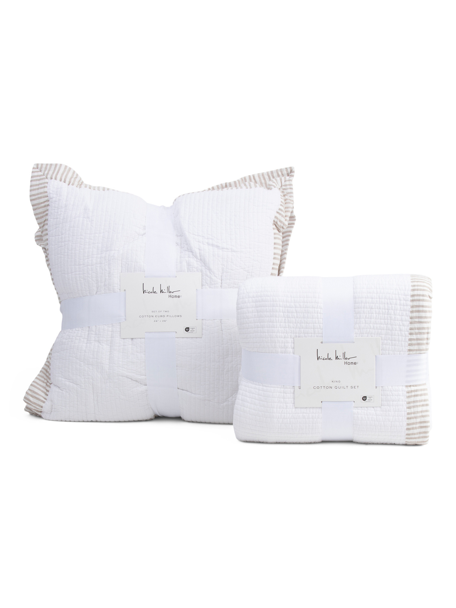 Cotton Striped Border Quilt And Euro Pillows Bedding Collection | TJ Maxx