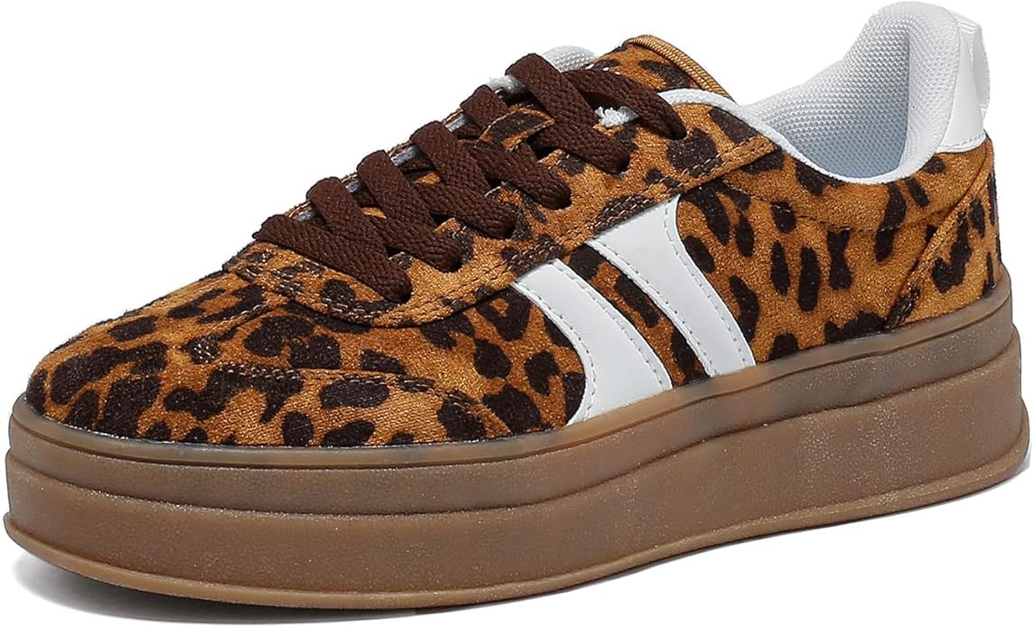 Women's Gum Sole Fashion Sneakers-Thick Platform Sole,Anti-Slip Rubber,Lace-Up Comfort Walking Sh... | Amazon (US)