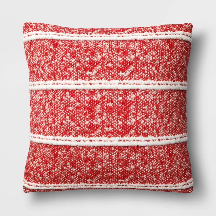 Woven Boucle Striped Square Christmas Throw Pillow - Threshold™ | Target
