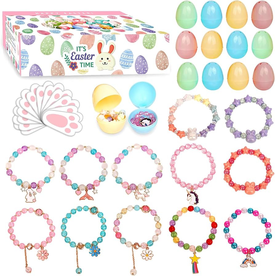 Mason Life Easter Eggs Fillers with Bracelets, Easter Eggs with Toys, Party Favors for Girls, Eas... | Amazon (US)
