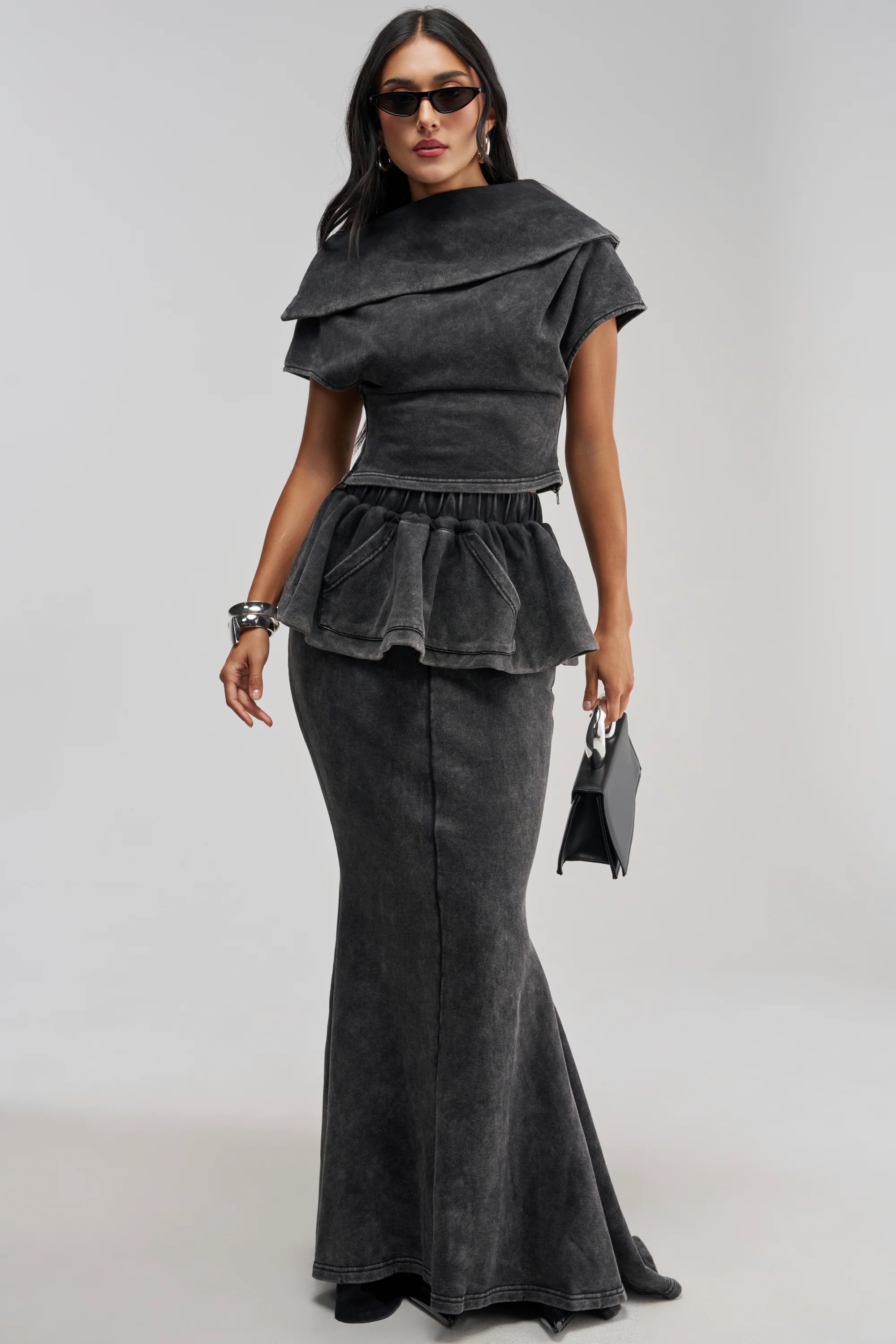 JOCELYN MINERAL WASHED MAXI SKIRT | AKIRA