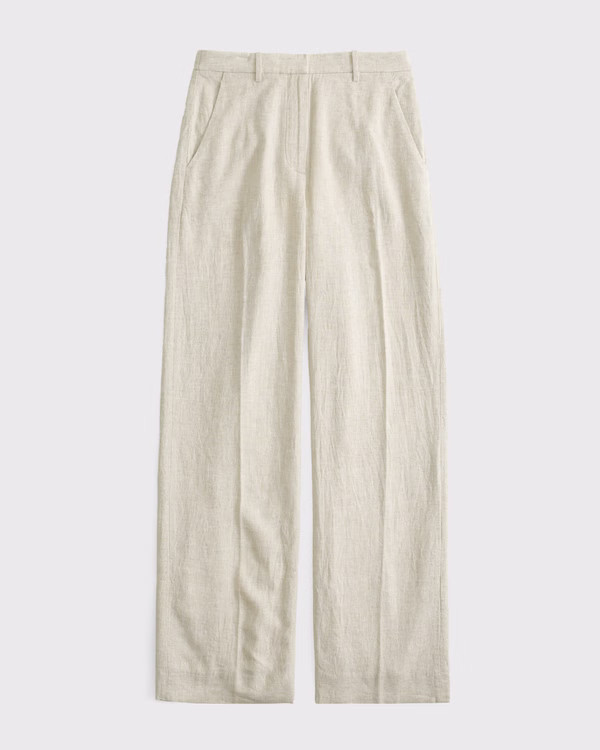 Tailored Linen-Blend Wide Leg Pant | Abercrombie & Fitch (US)