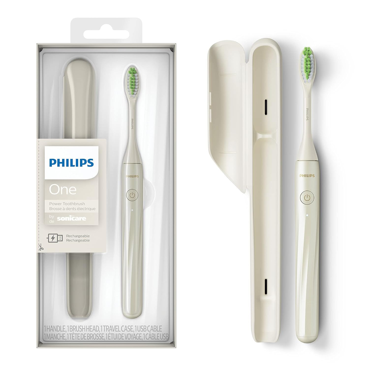 Philips One by Sonicare Rechargeable Toothbrush, Snow, HY1200/07 | Amazon (US)