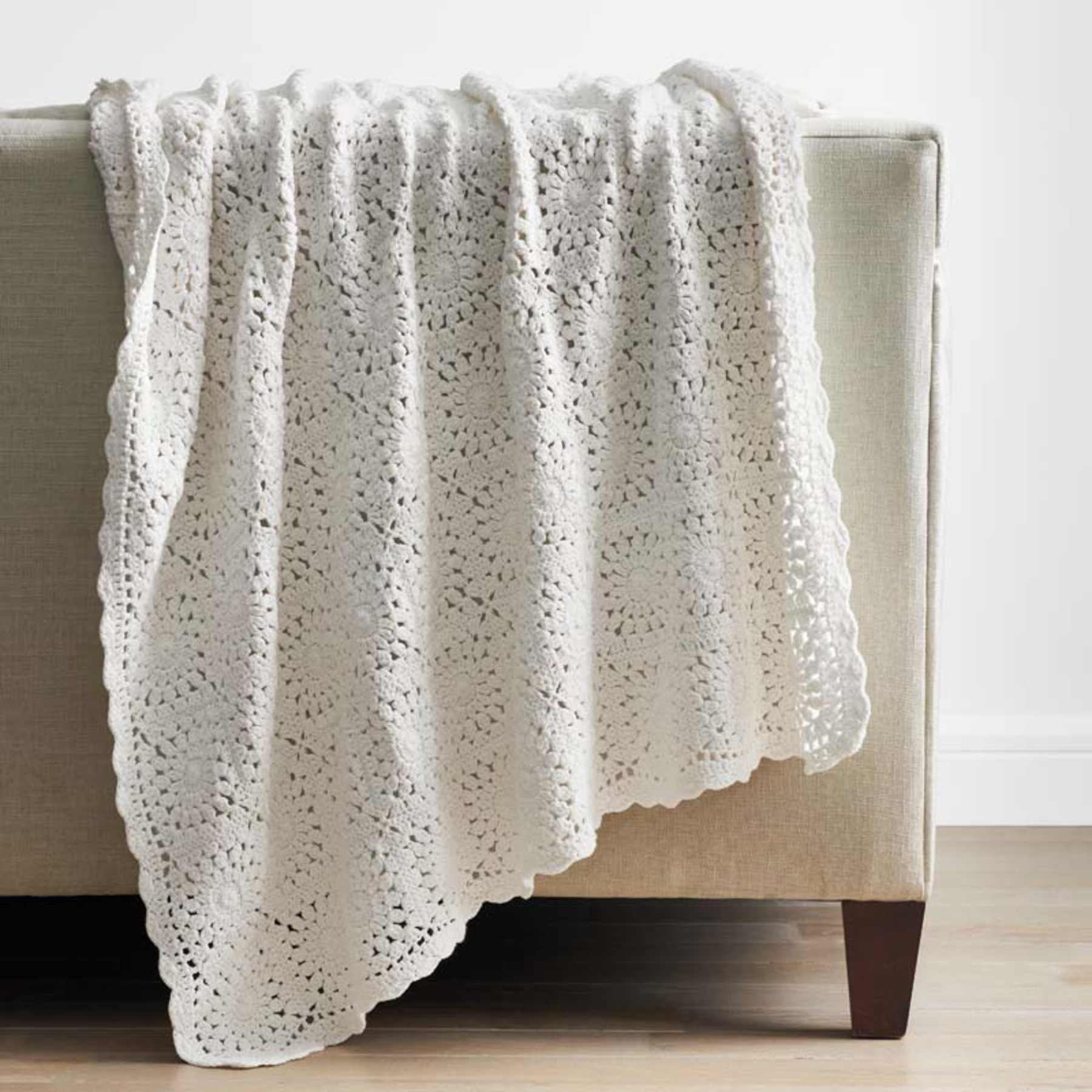 Cotton Crochet Throw - Beige | The Company Store