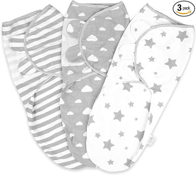 Little Seeds New Born Swaddle Wrap 0-3 Months 100% Organic Cotton Pack of 3 - Baby Blankets For B... | Amazon (UK)